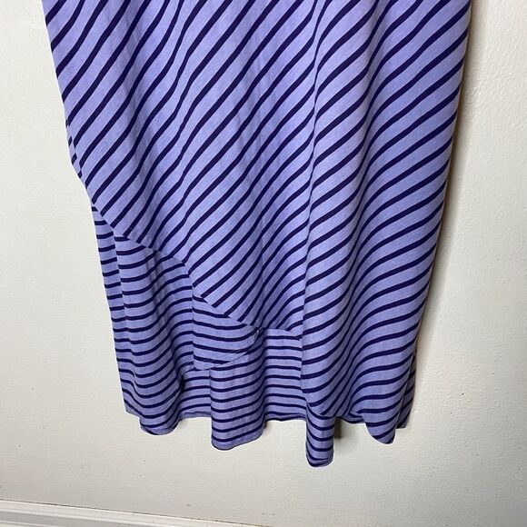 Soft Surroundings Sarina Dress Periwinkle Striped Tulip Hem Pima‎ Cotton Large - Picture 3 of 8